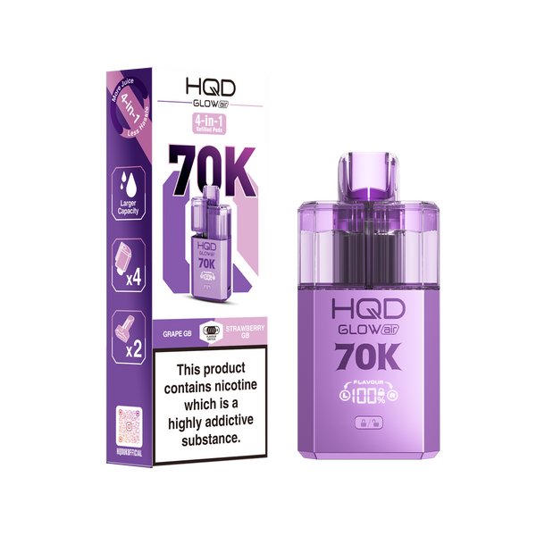 HQD Glow Air 70k, 70000 Puffs Prefilled Vape kit - Box of 5