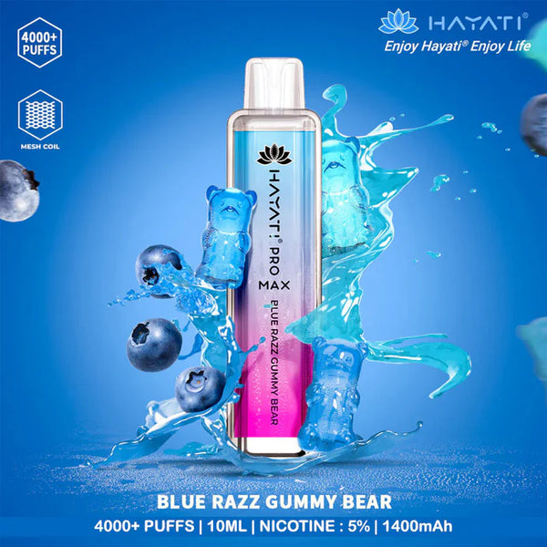 Hayati Pro Max 4000 Puffs Disposable Vape Box of 10 - Blue Razz Gummy Bear