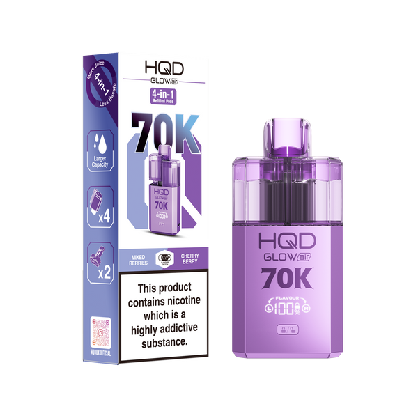HQD Glow Air 70k, 70000 Puffs Prefilled Vape kit - Box of 5