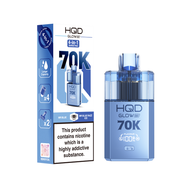 HQD Glow Air 70k, 70000 Puffs Prefilled Vape kit - Box of 5