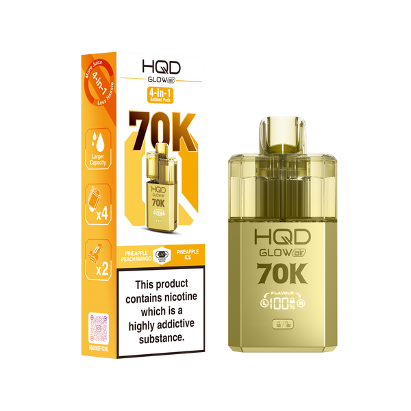 HQD Glow Air 70k, 70000 Puffs Prefilled Vape kit - Box of 5