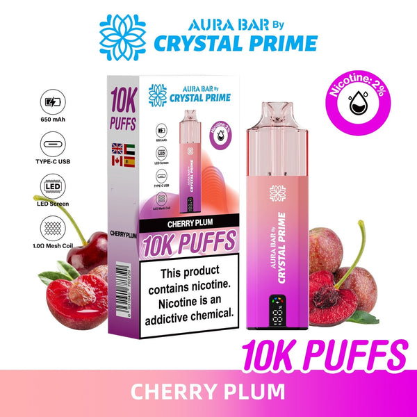 Flavour of Aura Bar By Crystal Prime 10000 Box of 5 - Cherry Plum
