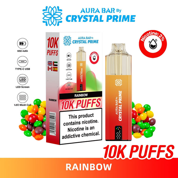 Flavour of Aura Bar By Crystal Prime 10000 Box of 5 - Rainbow