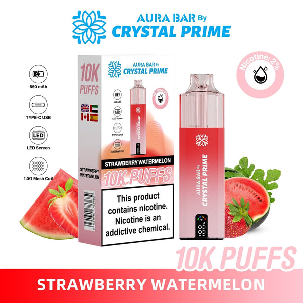 Flavour of Aura Bar By Crystal Prime 10000 Box of 5 - Strwberry Watermelon