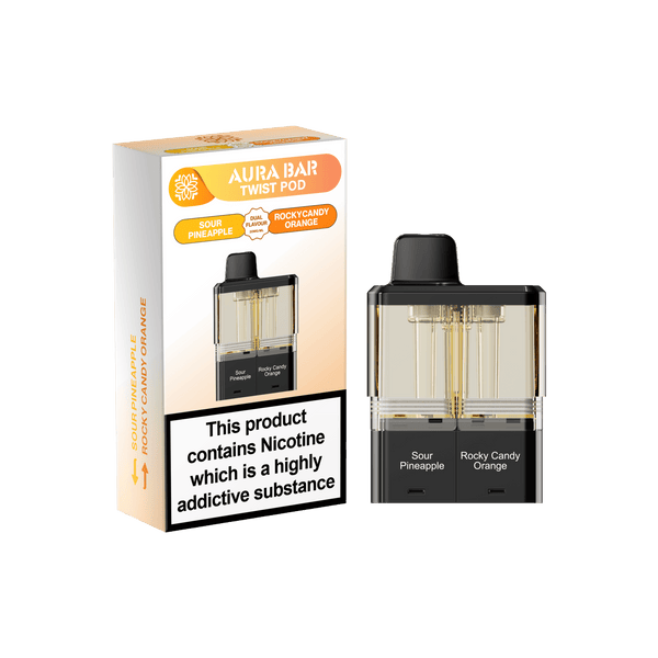 Aura Bar Twist 40k Replacement Pods - Sour Pineapple / Rocky Candy Orange - vapeukwholesale