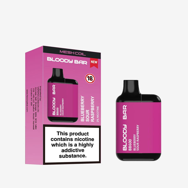 Bloody Bar BB600 Prefilled Pod Vape Pack of 10 - Blueberry Sour Raspberry - vapeukwholesale