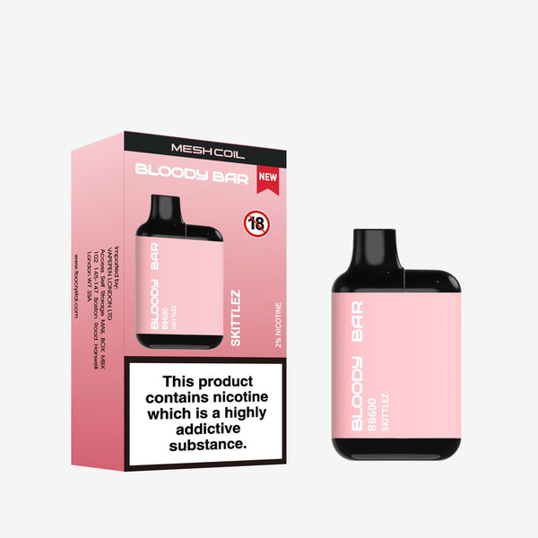 Bloody Bar BB600 Prefilled Pod Vape Pack of 10 - Skittles - vapeukwholesale