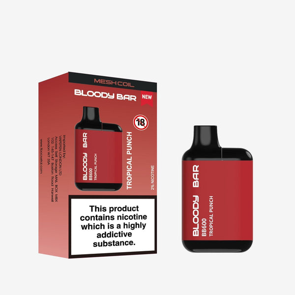 Bloody Bar BB600 Prefilled Pod Vape Pack of 10 - Tropical Punch - vapeukwholesale