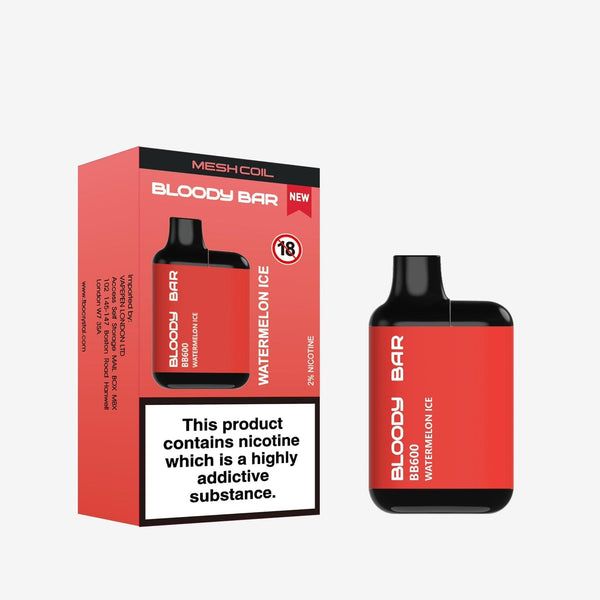 Bloody Bar BB600 Prefilled Pod Vape Pack of 10 - Watermelon Ice - vapeukwholesale