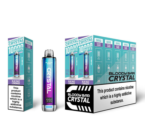 Bloody Bar Crystal 10000 Disposable Vape Box of 10 - Blue Razz Lemonade
