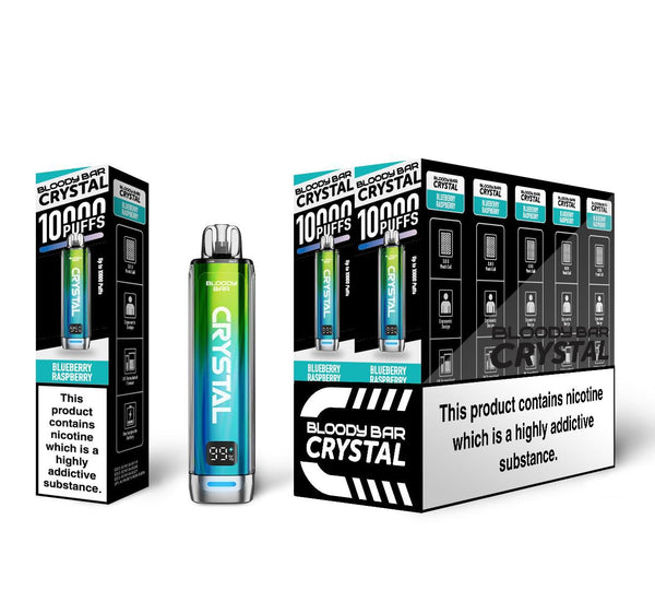 Bloody Bar Crystal 10000 Disposable Vape Box of 10 - Blueberry Raspberry