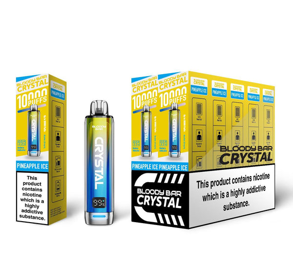 Bloody Bar Crystal 10000 Disposable Vape Box of 10 - Pineapple Ice