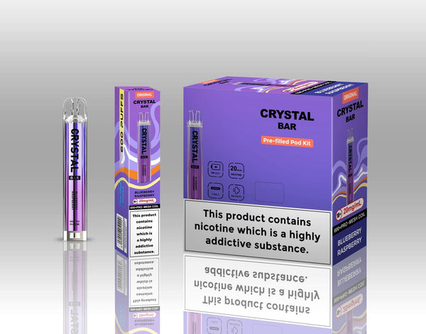 Crystal Bar Original 600 Pre - Filled Pod Kit Pack of 10 - Blueberry Raspberry - vapeukwholesale