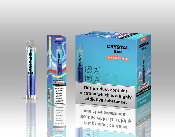 Crystal Bar Original 600 Pre - Filled Pod Kit Pack of 10 - Strawberry Cherry Raspberry - vapeukwholesale