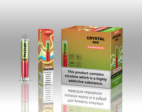 Crystal Bar Original 600 Pre - Filled Pod Kit Pack of 10 - Strawberry Kiwi - vapeukwholesale