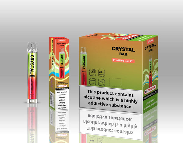 Crystal Bar Original 600 Pre - Filled Pod Kit Pack of 10 - Strawberry Watermelon B - Gum - vapeukwholesale
