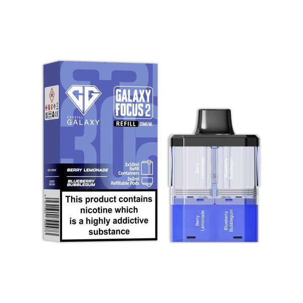 Crystal Galaxy Focus 2 Replacement Pods Pack of 5 - Berry Lemonade / Blueberry Bubble Gum - vapeukwholesale
