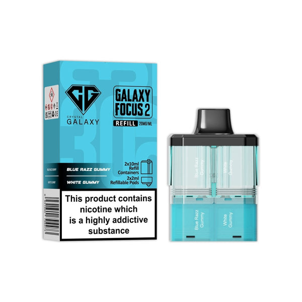 Crystal Galaxy Focus 2 Replacement Pods Pack of 5 - Blue Razz Gummy / White Gummy - vapeukwholesale