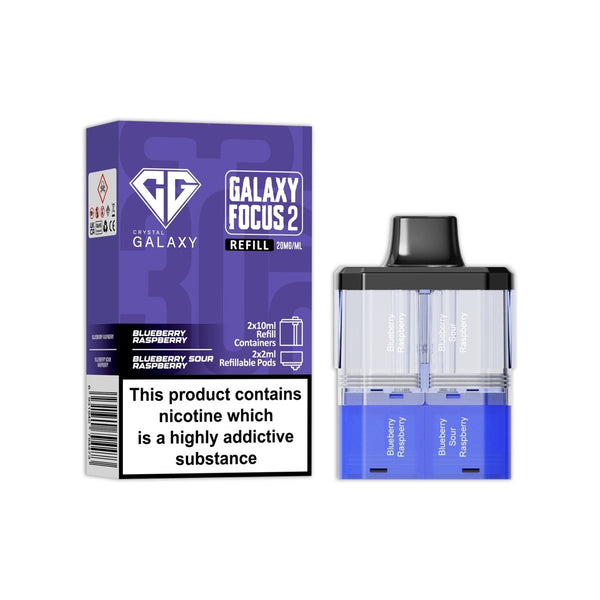 Crystal Galaxy Focus 2 Replacement Pods Pack of 5 - Blueberry Raspberry / Blueberry Sour Raspberry - vapeukwholesale
