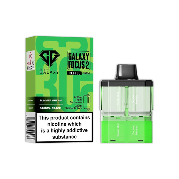 Crystal Galaxy Focus 2 Replacement Pods Pack of 5 - Double Mint / Double Menthol - vapeukwholesale