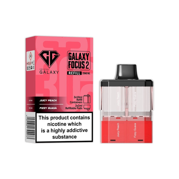 Crystal Galaxy Focus 2 Replacement Pods Pack of 5 - Juicy Peach / Fizzy Guava - vapeukwholesale