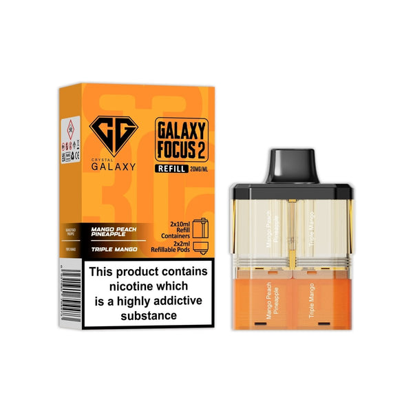 Crystal Galaxy Focus 2 Replacement Pods Pack of 5 - Mango Peach Pineapple / Triple Mango - vapeukwholesale