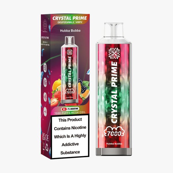 Flavour of Crystal Prime 7000 Puff Disposable Vape Box of 10 - Hubba Bubba