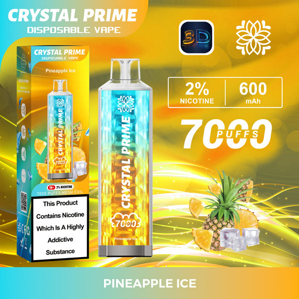Flavour of Crystal Prime 7000 Puff Disposable Vape Box of 10 - Pineapple Ice