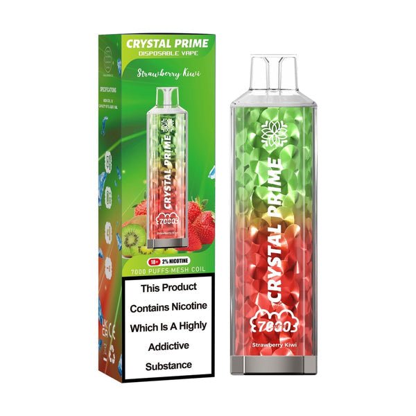 Flavour of Crystal Prime 7000 Puff Disposable Vape Box of 10 - Strawberry Kiwi