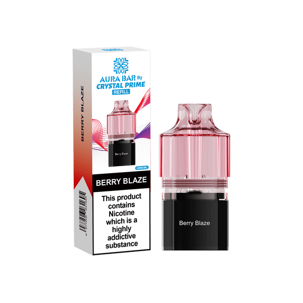 Crystal Prime Aura Bar 10k Replacement Pods - Box of 5 - Berry Blaze - vapeukwholesale