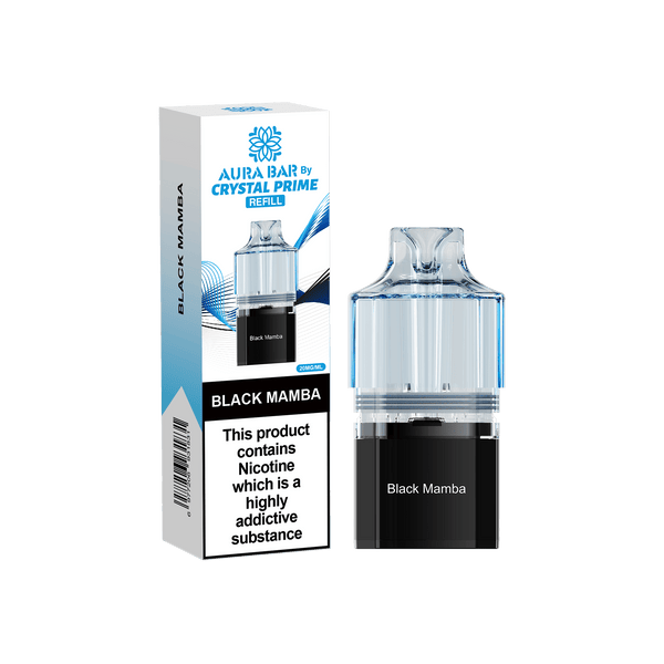 Crystal Prime Aura Bar 10k Replacement Pods - Box of 5 - Black Mamba - vapeukwholesale