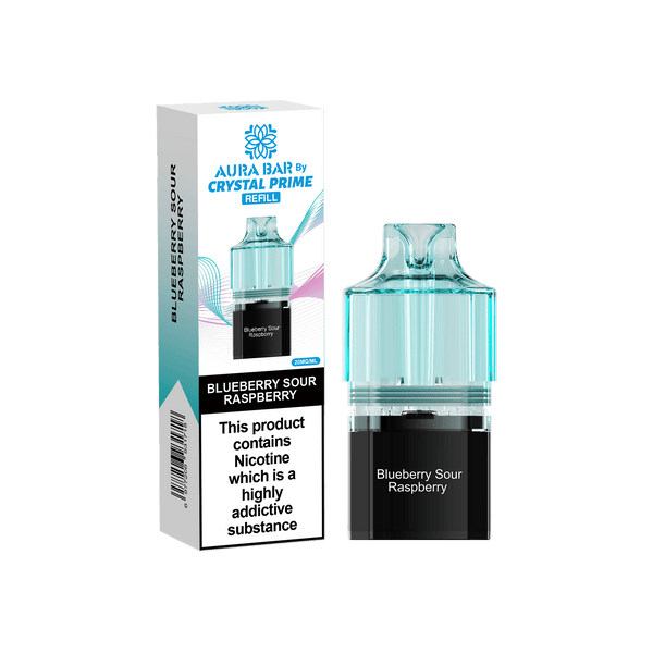 Crystal Prime Aura Bar 10k Replacement Pods - Box of 5 - Blue Sour Raspberry - vapeukwholesale