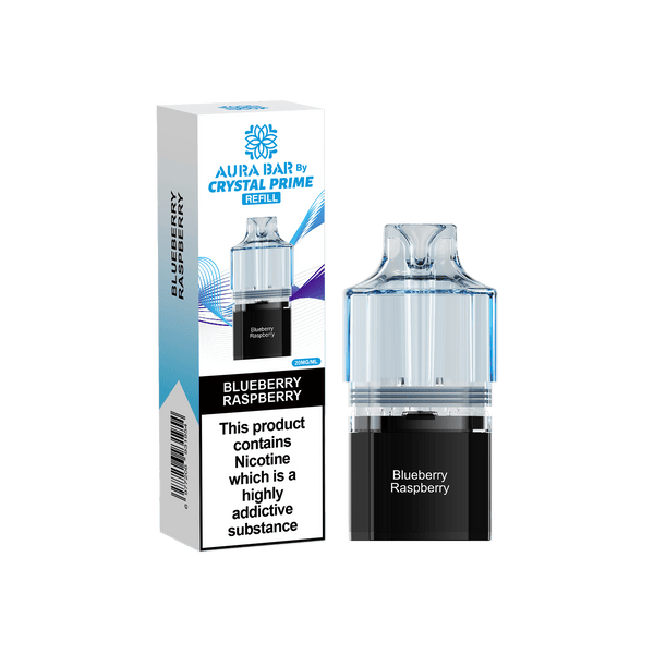 Crystal Prime Aura Bar 10k Replacement Pods - Box of 5 - Blueberry Raspberry - vapeukwholesale