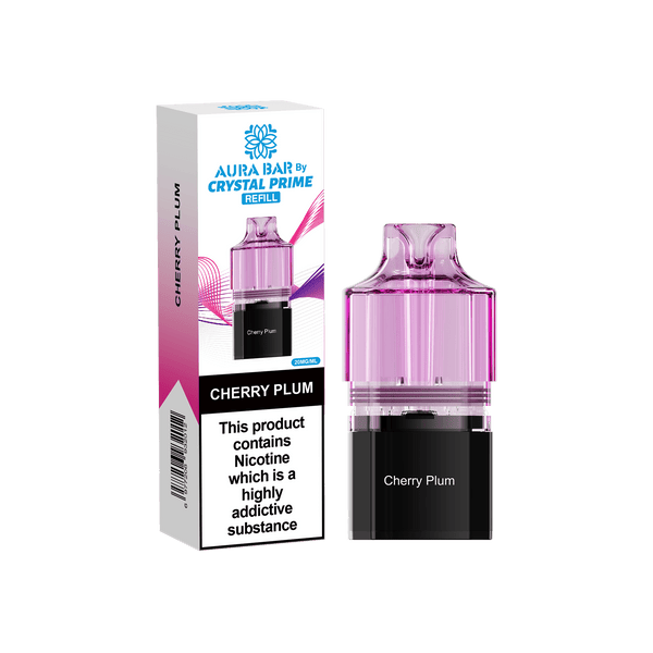 Crystal Prime Aura Bar 10k Replacement Pods - Box of 5 - Cherry Plum - vapeukwholesale