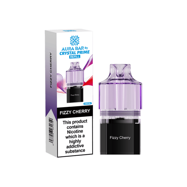 Crystal Prime Aura Bar 10k Replacement Pods - Box of 5 - Fizzy Cherry - vapeukwholesale