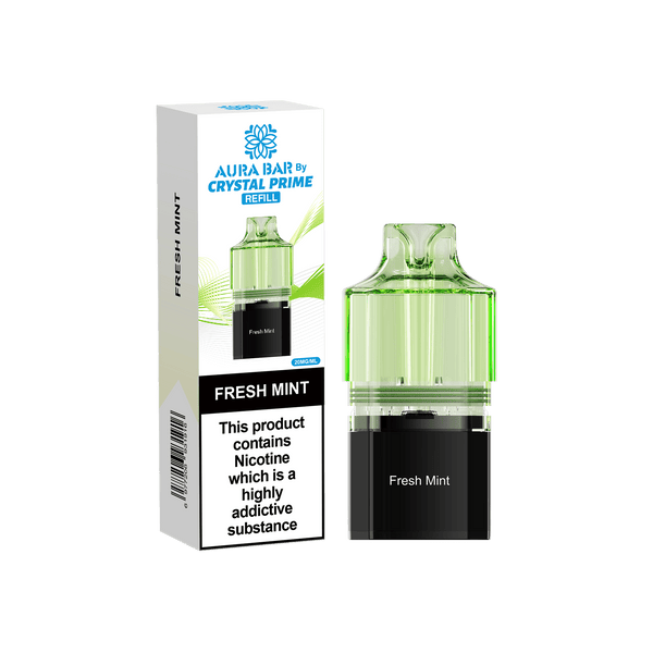 Crystal Prime Aura Bar 10k Replacement Pods - Box of 5 - Fresh Mint - vapeukwholesale