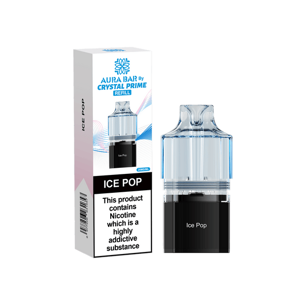 Crystal Prime Aura Bar 10k Replacement Pods - Box of 5 - Ice Pop - vapeukwholesale