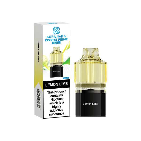 Crystal Prime Aura Bar 10k Replacement Pods - Box of 5 - Lemon Lime - vapeukwholesale