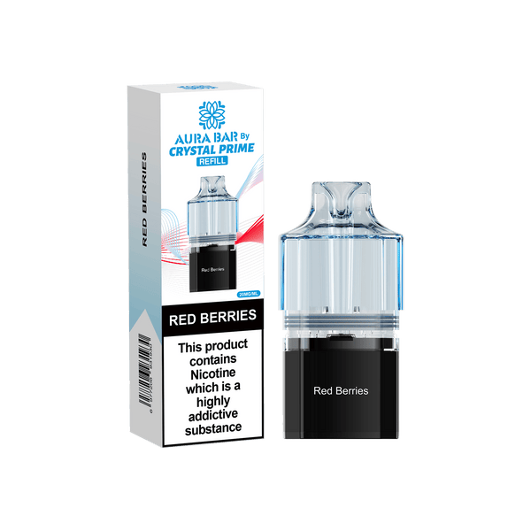 Crystal Prime Aura Bar 10k Replacement Pods - Box of 5 - Red Berries - vapeukwholesale