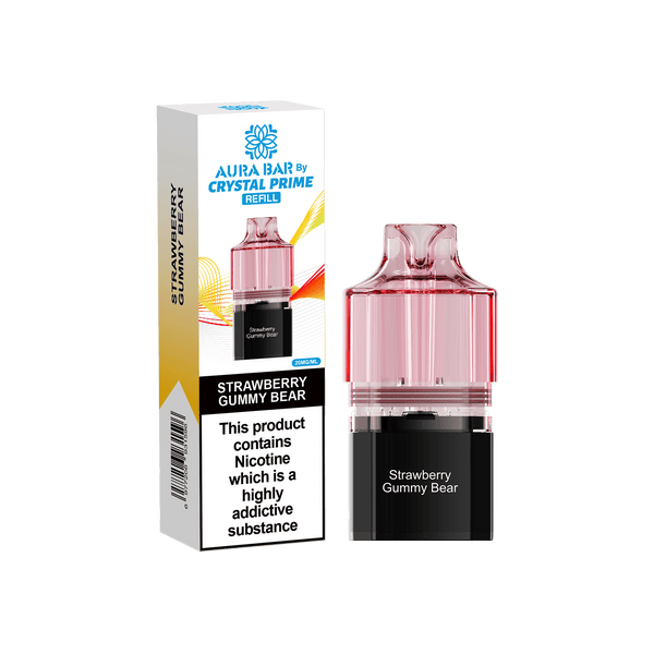Crystal Prime Aura Bar 10k Replacement Pods - Box of 5 - Strawberry Gummy Bear - vapeukwholesale