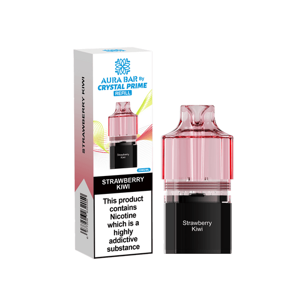 Crystal Prime Aura Bar 10k Replacement Pods - Box of 5 - Strawberry Kiwi - vapeukwholesale