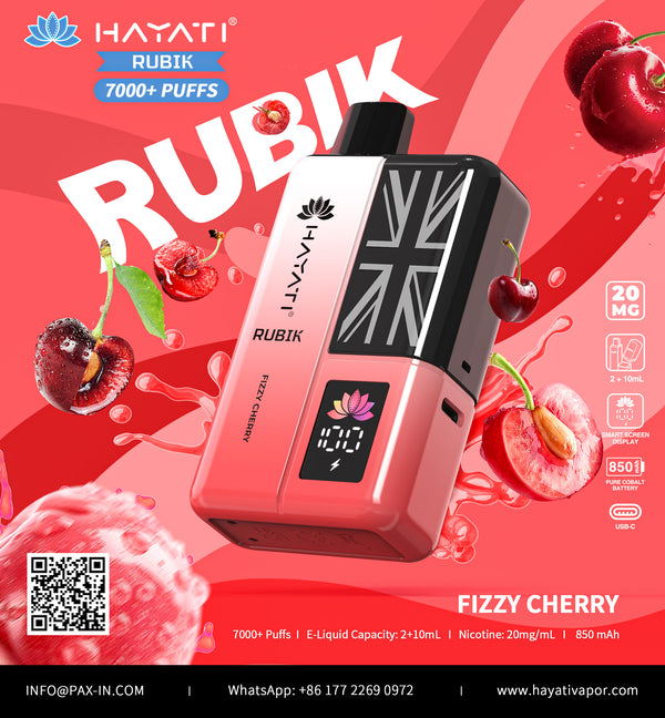 Hayati Rubik 7000 Dispsoable Vapes Pack of 5 with Flavour Fizzy Cherry