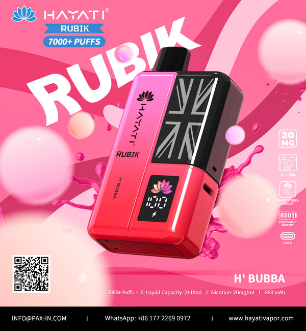 Hayati Rubik 7000 Dispsoable Vapes Pack of 5 with Flavour Hbubba