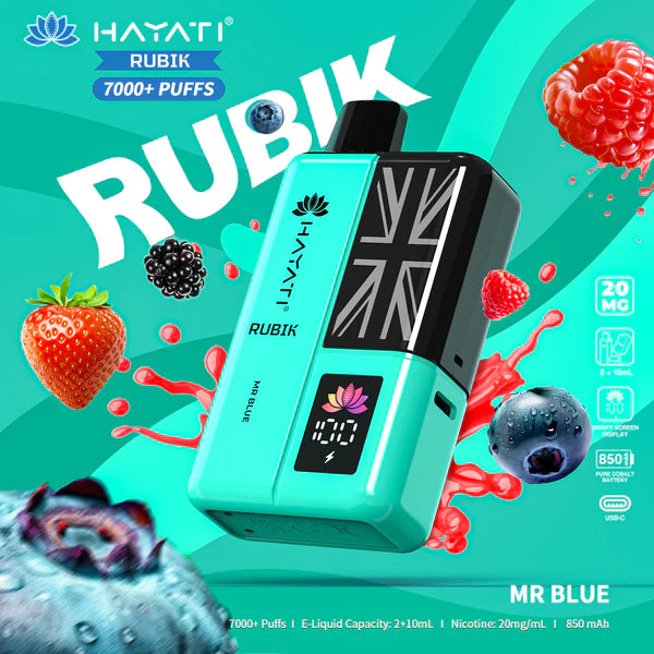 Hayati Rubik 7000 Dispsoable Vapes Pack of 5 with Flavour Mr Blue