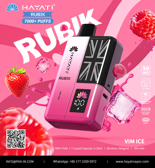 Hayati Rubik 7000 Dispsoable Vapes Pack of 5 with Flavour Vim Ice