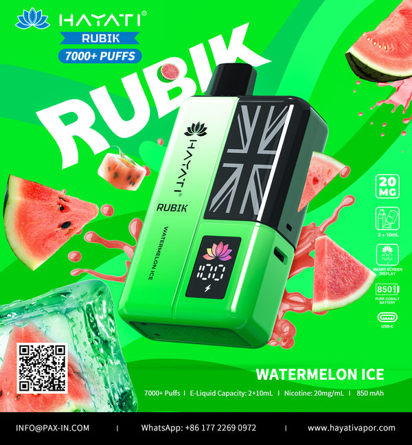 Hayati Rubik 7000 Dispsoable Vapes Pack of 5 with Flavour Watermelon Ice
