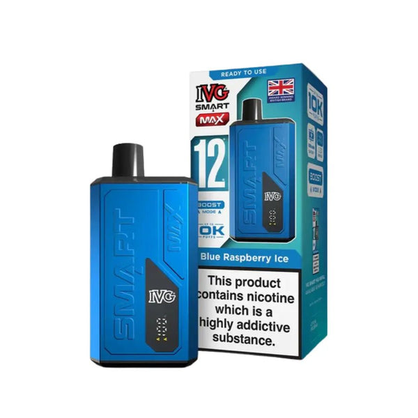 IVG Smart Max 10k Prefilled Pod Vape Kit Box of 5 - Blue Raspberry Ice - vapeukwholesale