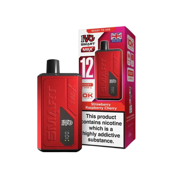 IVG Smart Max 10k Prefilled Pod Vape Kit Box of 5 - Strawberry Raspberry Cherry - vapeukwholesale