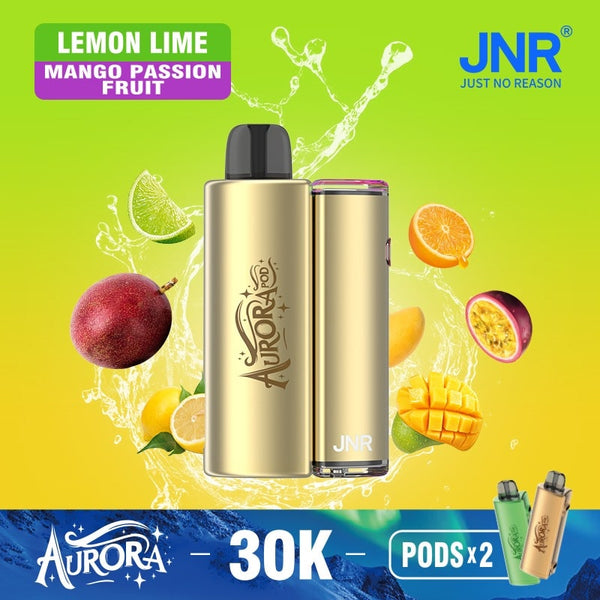 Flavour Lemon Lime & Mango Passion Fruit of JNR Aurora 30k Pod vape Kit - Box of 5