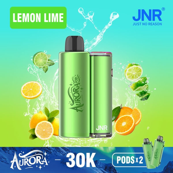 Flavour Lemon Lime of JNR Aurora 30k Pod vape Kit - Box of 5